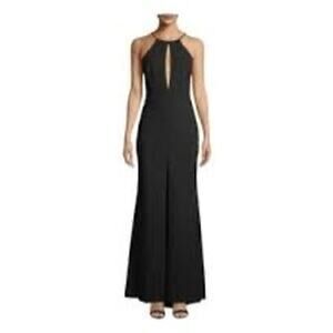 New Jay Godfrey Bertoia Evening Gown Black Crepe Cutout Sleeveless Long Dress 10